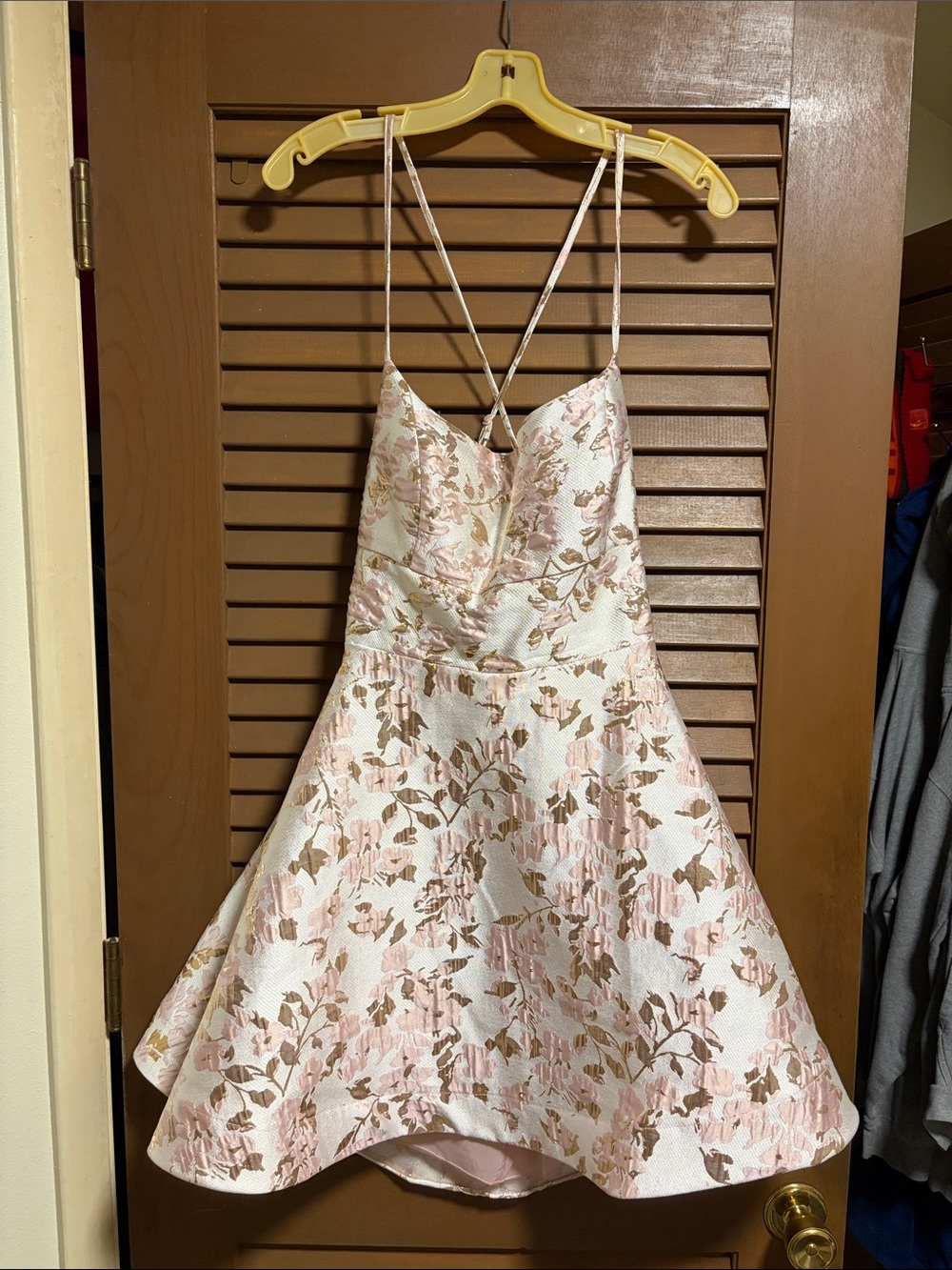 B Darlin Pink and Gold Floral Mini Dress